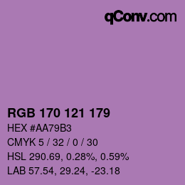 Color code: RGB 170 121 179 | qconv.com