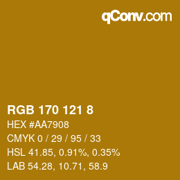 Color code: RGB 170 121 8 | qconv.com