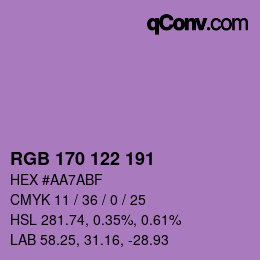 Color code: RGB 170 122 191 | qconv.com