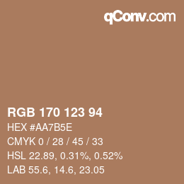 颜色代码: RGB 170 123 94 | qconv.com
