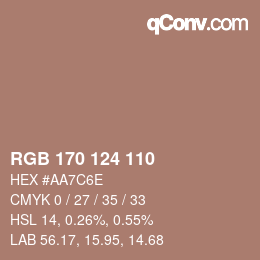 Farbcode: RGB 170 124 110 | qconv.com