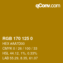 Color code: RGB 170 125 0 | qconv.com