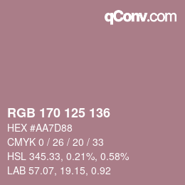 カラーコード: RGB 170 125 136 | qconv.com