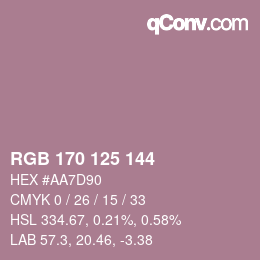 Color code: RGB 170 125 144 | qconv.com