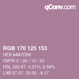 カラーコード: RGB 170 125 153 | qconv.com