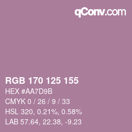 Código de color: RGB 170 125 155 | qconv.com