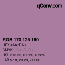 Color code: RGB 170 125 160 | qconv.com