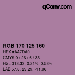 Color code: RGB 170 125 160 | qconv.com