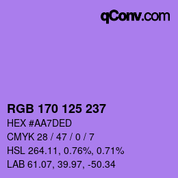 Color code: RGB 170 125 237 | qconv.com