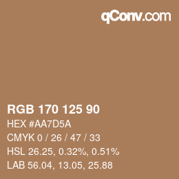 颜色代码: RGB 170 125 90 | qconv.com