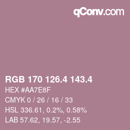カラーコード: RGB 170 126.4 143.4 | qconv.com