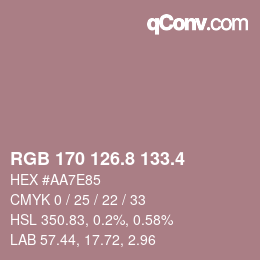 カラーコード: RGB 170 126.8 133.4 | qconv.com