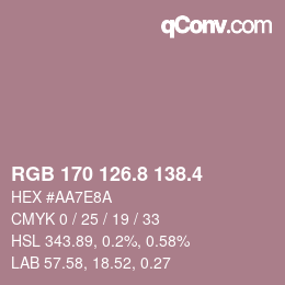 カラーコード: RGB 170 126.8 138.4 | qconv.com