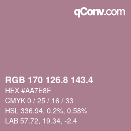 カラーコード: RGB 170 126.8 143.4 | qconv.com