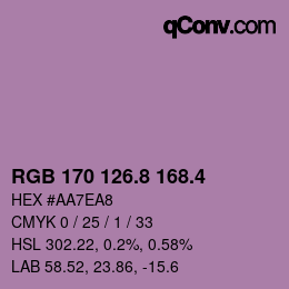 カラーコード: RGB 170 126.8 168.4 | qconv.com