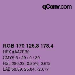 カラーコード: RGB 170 126.8 178.4 | qconv.com