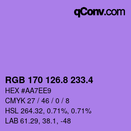 カラーコード: RGB 170 126.8 233.4 | qconv.com