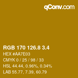カラーコード: RGB 170 126.8 3.4 | qconv.com