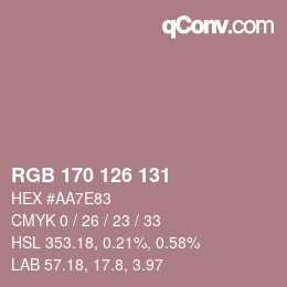 Código de color: RGB 170 126 131 | qconv.com