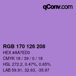 Código de color: RGB 170 126 208 | qconv.com