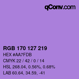 Color code: RGB 170 127 219 | qconv.com