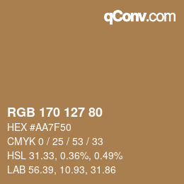 Color code: RGB 170 127 80 | qconv.com