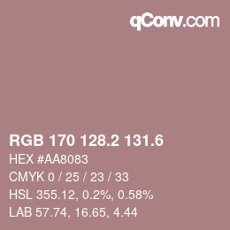 カラーコード: RGB 170 128.2 131.6 | qconv.com