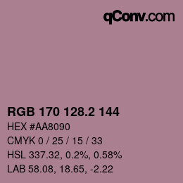 カラーコード: RGB 170 128.2 144 | qconv.com
