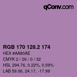 カラーコード: RGB 170 128.2 174 | qconv.com