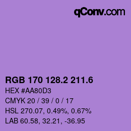 カラーコード: RGB 170 128.2 211.6 | qconv.com