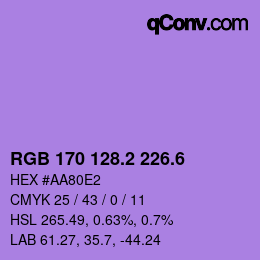 カラーコード: RGB 170 128.2 226.6 | qconv.com
