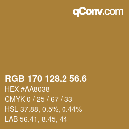 カラーコード: RGB 170 128.2 56.6 | qconv.com
