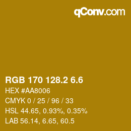 カラーコード: RGB 170 128.2 6.6 | qconv.com