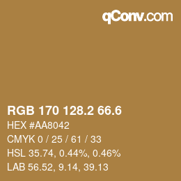 カラーコード: RGB 170 128.2 66.6 | qconv.com