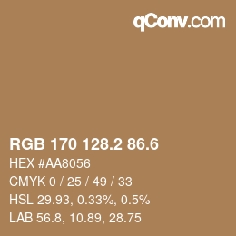 カラーコード: RGB 170 128.2 86.6 | qconv.com