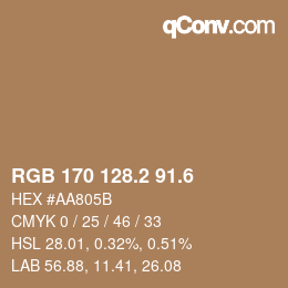 カラーコード: RGB 170 128.2 91.6 | qconv.com