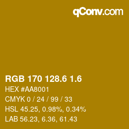 カラーコード: RGB 170 128.6 1.6 | qconv.com