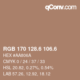 カラーコード: RGB 170 128.6 106.6 | qconv.com