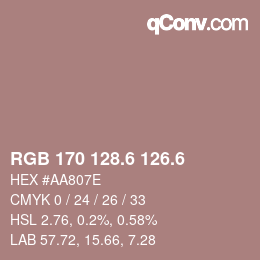 カラーコード: RGB 170 128.6 126.6 | qconv.com