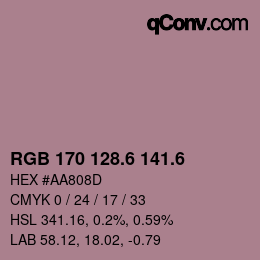 カラーコード: RGB 170 128.6 141.6 | qconv.com