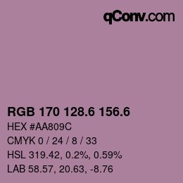 カラーコード: RGB 170 128.6 156.6 | qconv.com