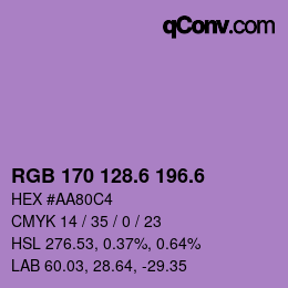 カラーコード: RGB 170 128.6 196.6 | qconv.com