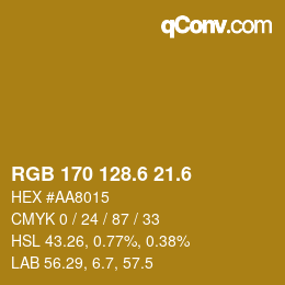 カラーコード: RGB 170 128.6 21.6 | qconv.com