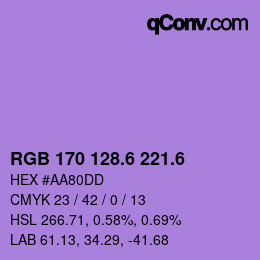 カラーコード: RGB 170 128.6 221.6 | qconv.com