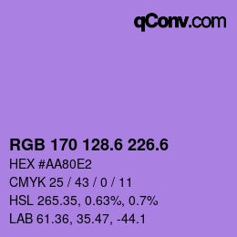 カラーコード: RGB 170 128.6 226.6 | qconv.com