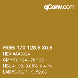 カラーコード: RGB 170 128.6 36.6 | qconv.com