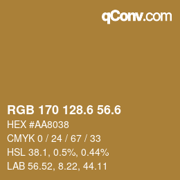 カラーコード: RGB 170 128.6 56.6 | qconv.com