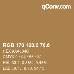 カラーコード: RGB 170 128.6 76.6 | qconv.com