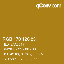 カラーコード: RGB 170 128 23 | qconv.com