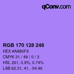 Color code: RGB 170 128 248 | qconv.com